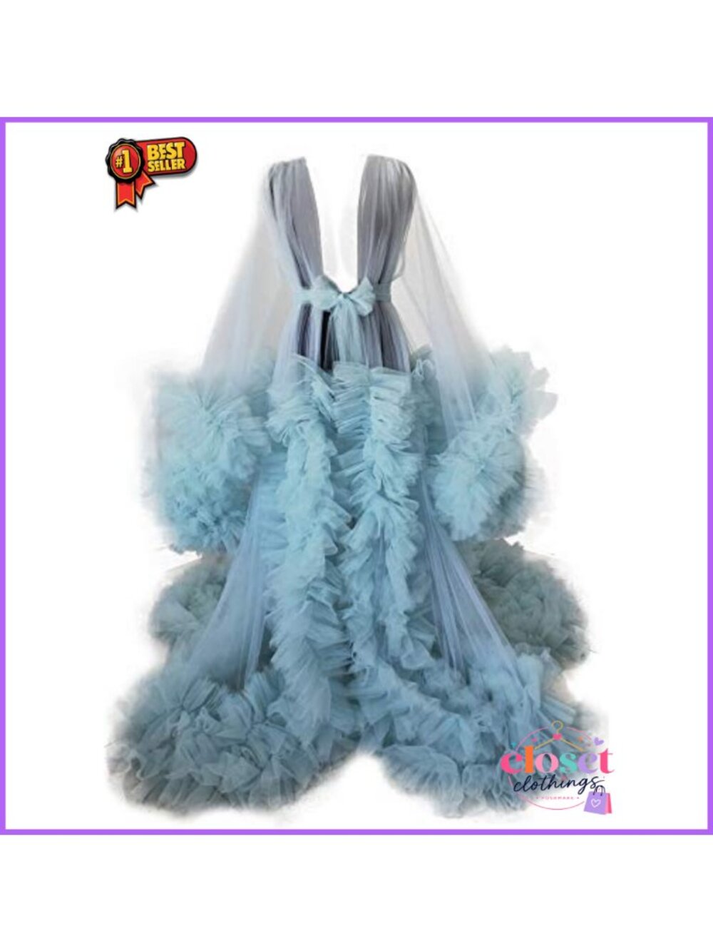 Tulle Sheer Long Puffy Robe Dressing Gown Photoshoot Coverup